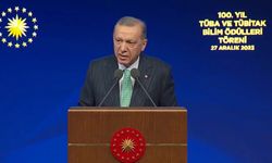 Erdoğan, 100. Yıl TÜBİTAK ve TÜBA Bilim Ödülleri Töreni'nde konuşuyor